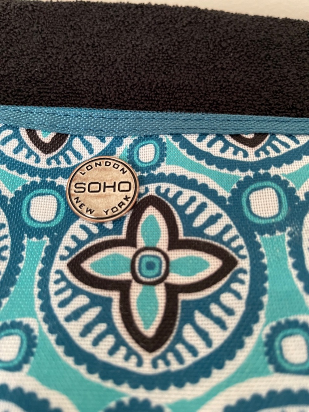 Soho Blue Geometric Zip Pouch + Pink Orange Animal Print Coin Case - Picture 3 of 9